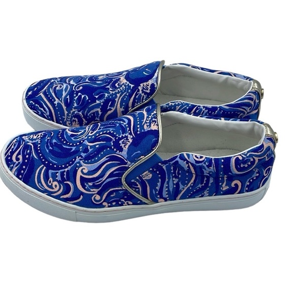 Lilly Pulitzer Women Sneaker Slip on Shoe SZ 7 Blue/Pink - Picture 1 of 12